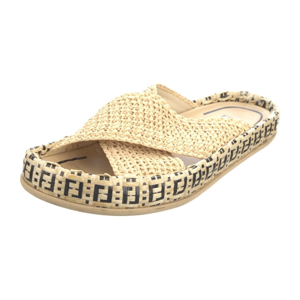 Fendi Women's Zucca FF logo Raffia Sandals - Picture 2 of 10